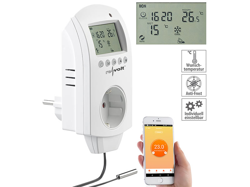 revolt WLAN-Steckdosen-Thermostat für Heizgeräte