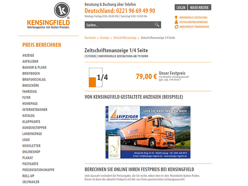 Zeitschriftenanzeige 1/4 Seite – schon ab 79 Euro