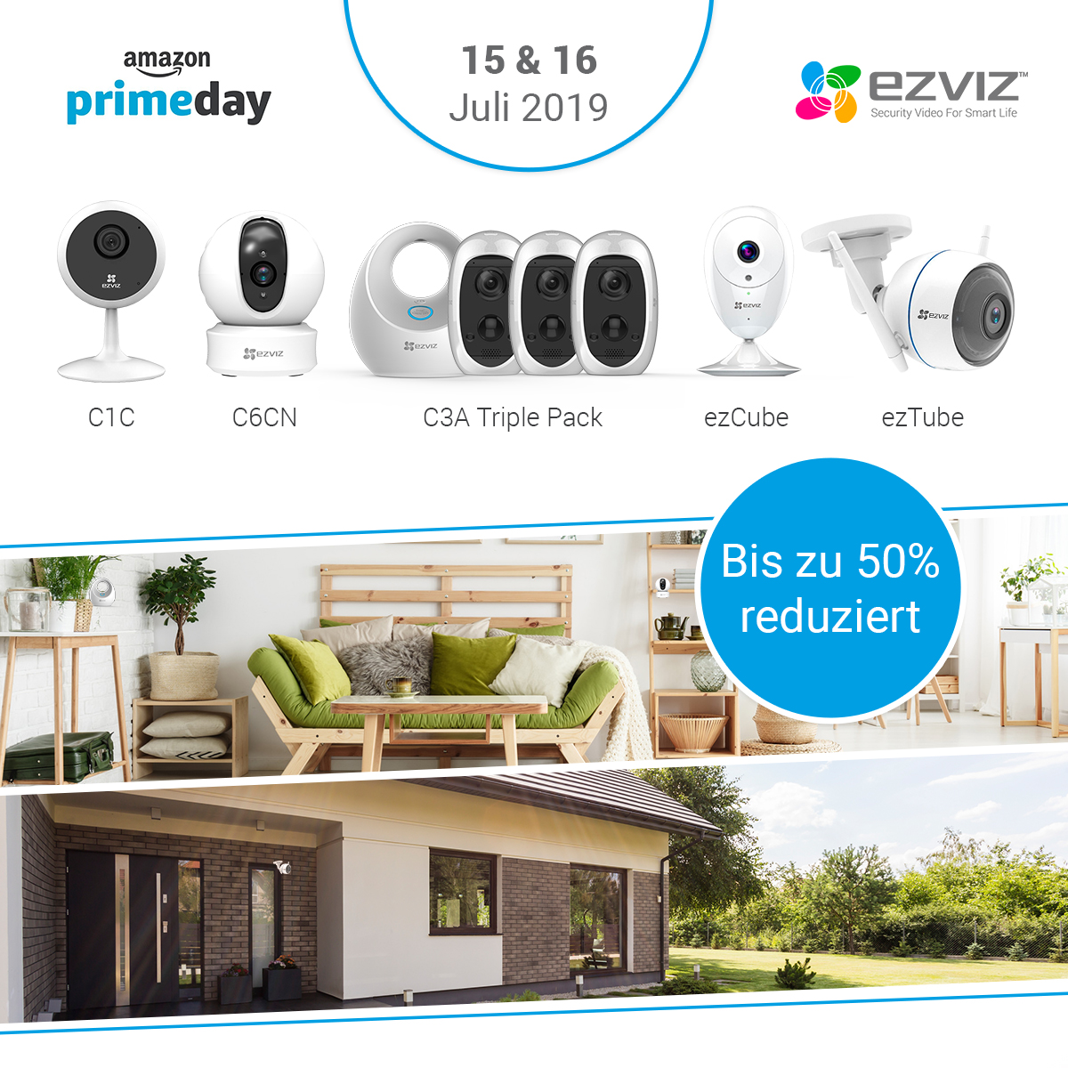 EZVIZ Sicherheitskameras – Zum Amazon Prime Day eine Vielzahl von Kameramodellen bis zu 50 Prozent reduziert