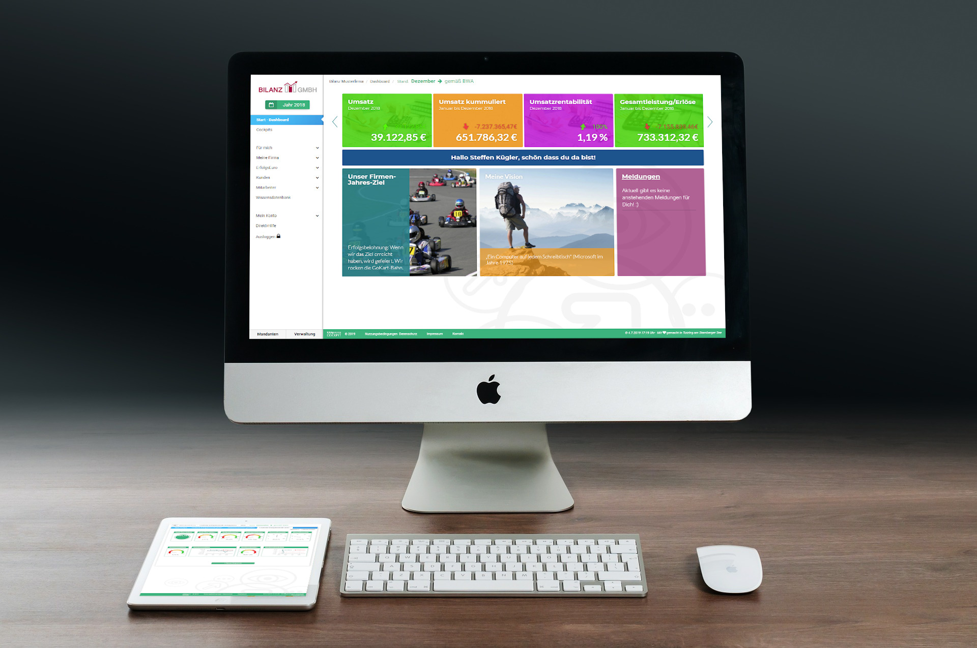 Den Stand seiner Firma vor Augen