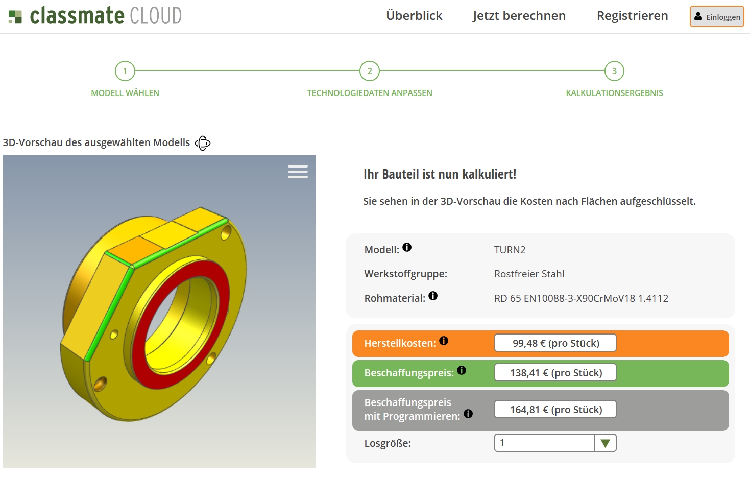 Sekundenschnelle Bauteil-Kalkulation in der Cloud