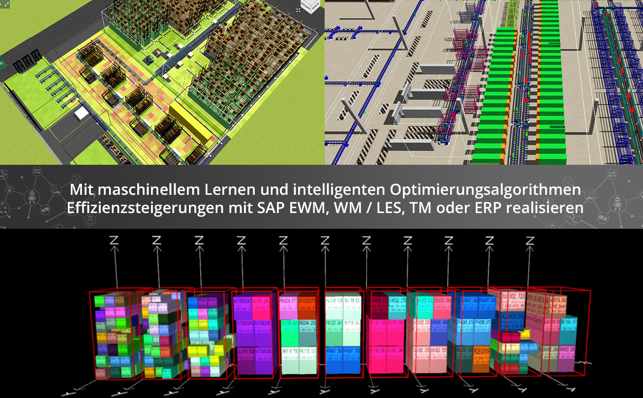 Mit maschinellem Lernen, Digital Twin und Optimierungsalgorithmen signifikante Effizienzsteigerungen in SAP EWM, WM / LES, TM oder ERP realisieren