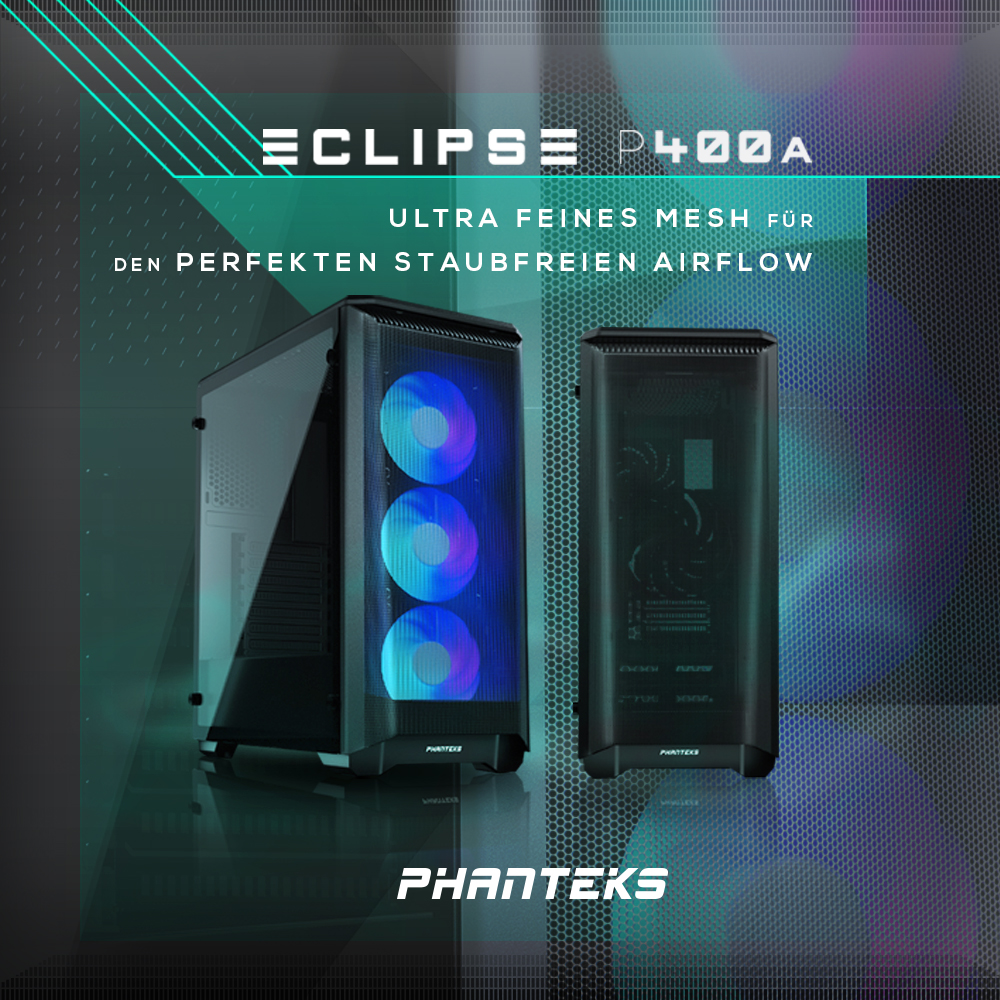 Ab sofort bei Caseking – Der PHANTEKS Eclipse P400 Air Midi-Tower mit optimiertem Airflow