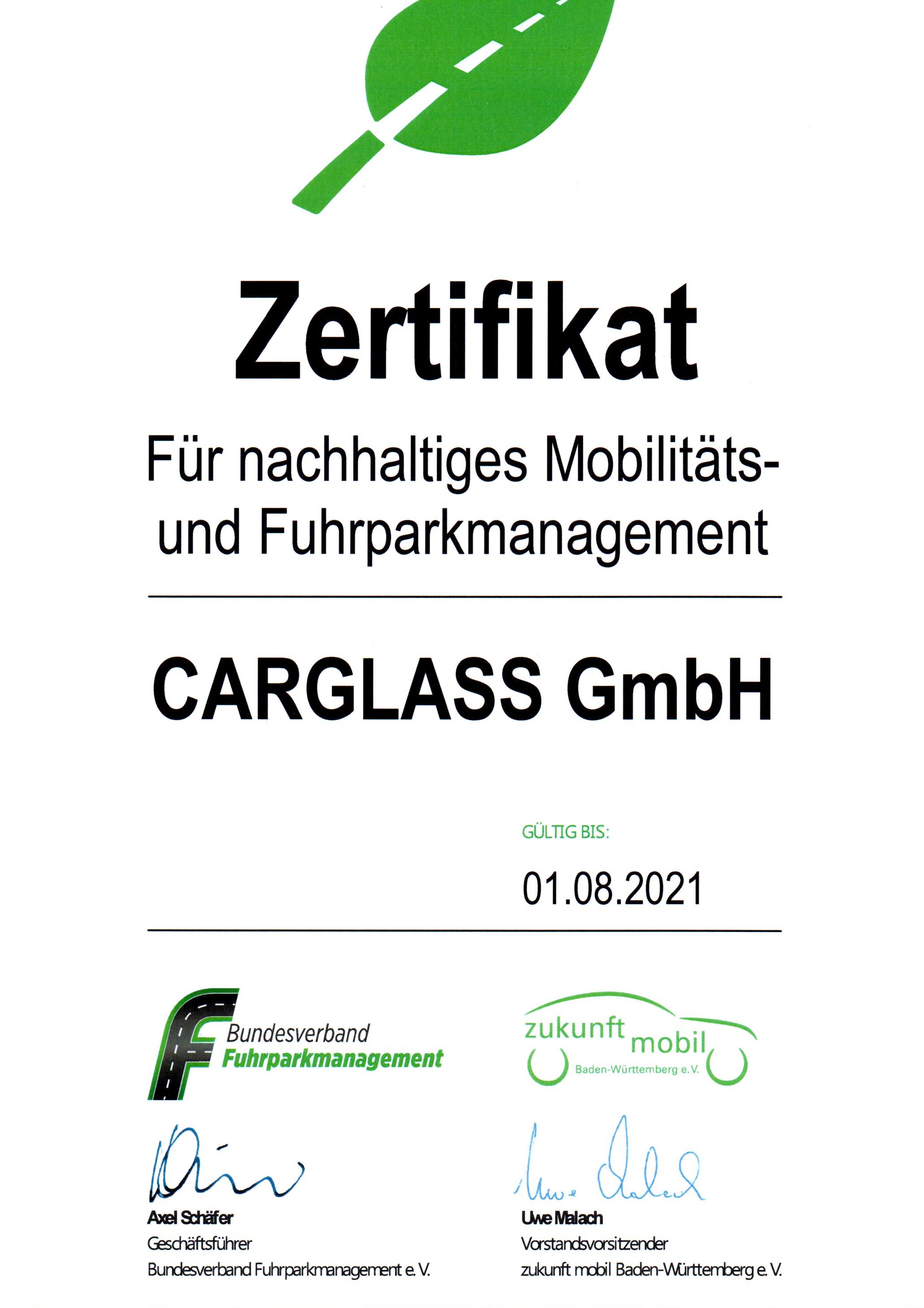 Nachhaltigkeit; Carglass® mit BVF-Umweltaudit zertifiziert