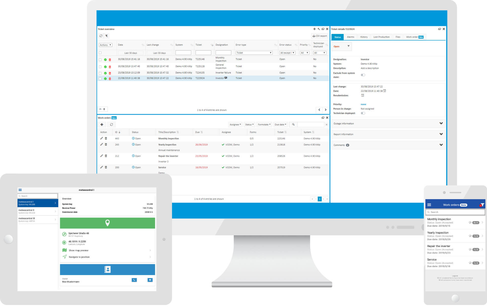 meteocontrol erweitert PV-Monitoringportal um VCOM CMMS