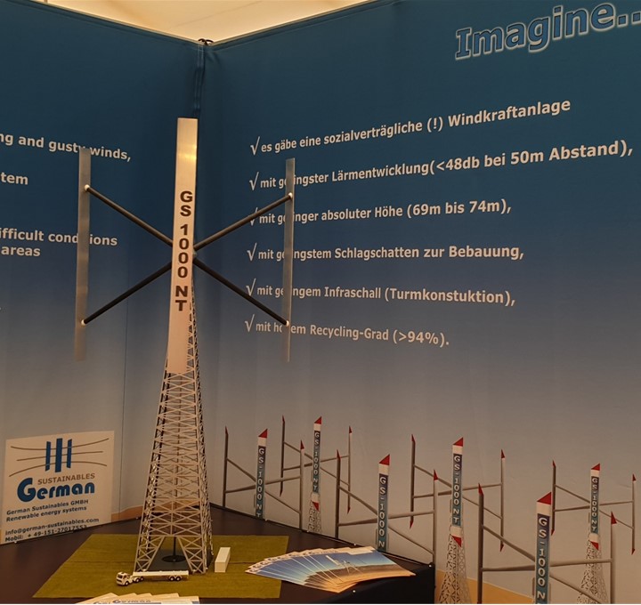 Welt-Neuheit – Vertikale Windkraftanlage 1 MW, Husum Wind 2019