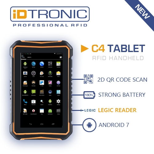iDTRONICs robuster RFID Handheld Computer C4 Tablet LEGIC