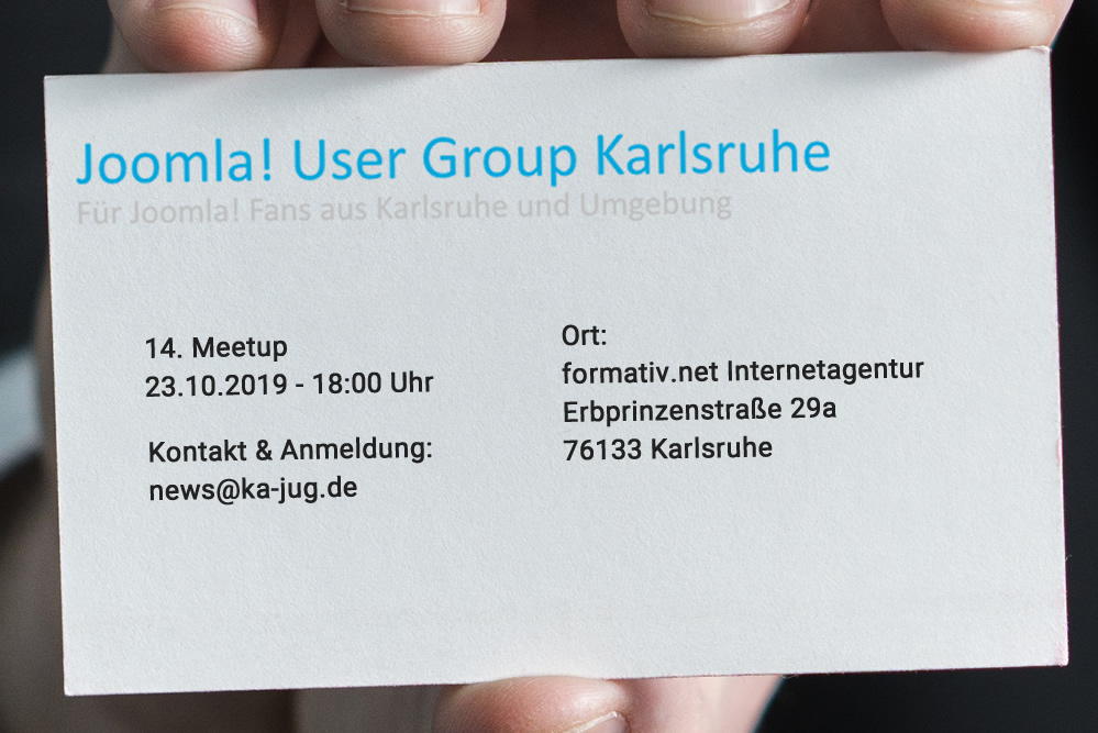 Einladung: Joomla User Group Karlsruhe bei der formativ.net Internetagentur