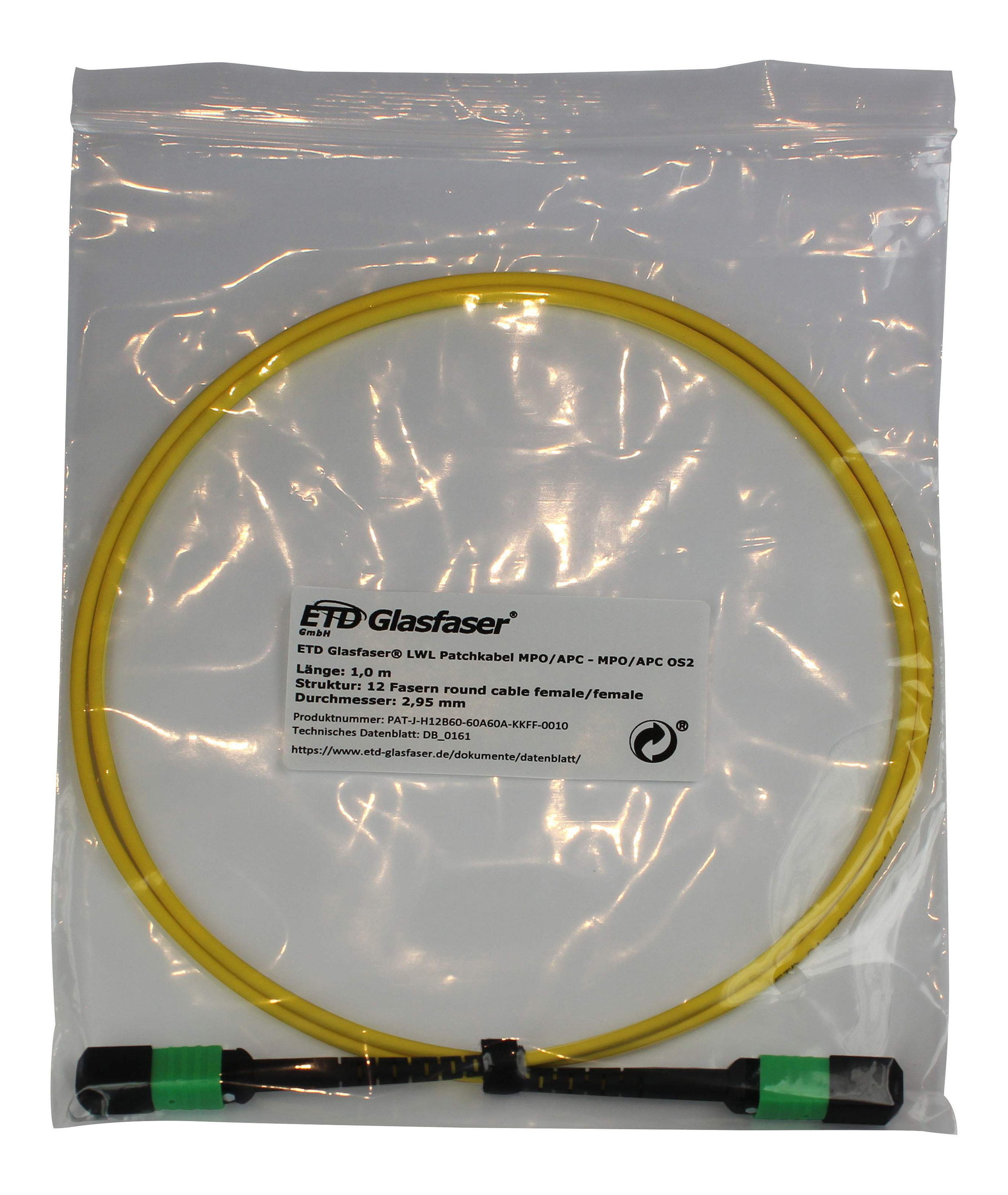 ETD Glasfaser® bietet konfektionierte MPO Kabel mit extrem geringer Einfügedämpfung