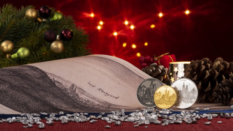 Degussa verewigt den „Stutengarter“ Weihnachtsmarkt auf Thaler in Gold und Silber