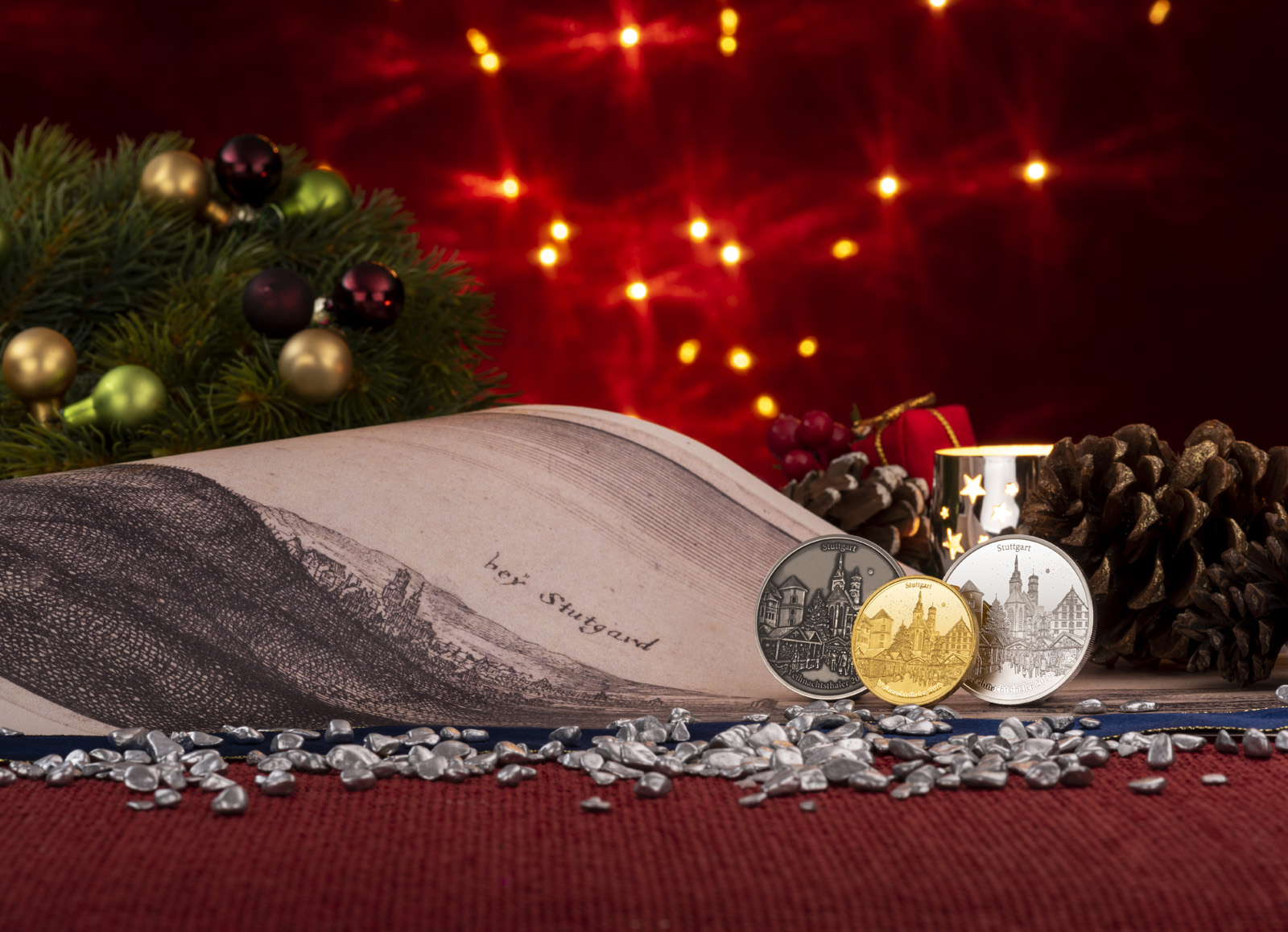Degussa verewigt den „Stutengarter“ Weihnachtsmarkt auf Thaler in Gold und Silber