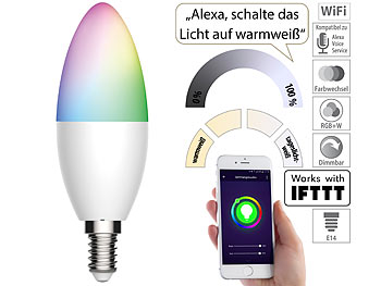 Luminea Home Control WLAN-LED-Lampe LAV-155.rgbw, E14