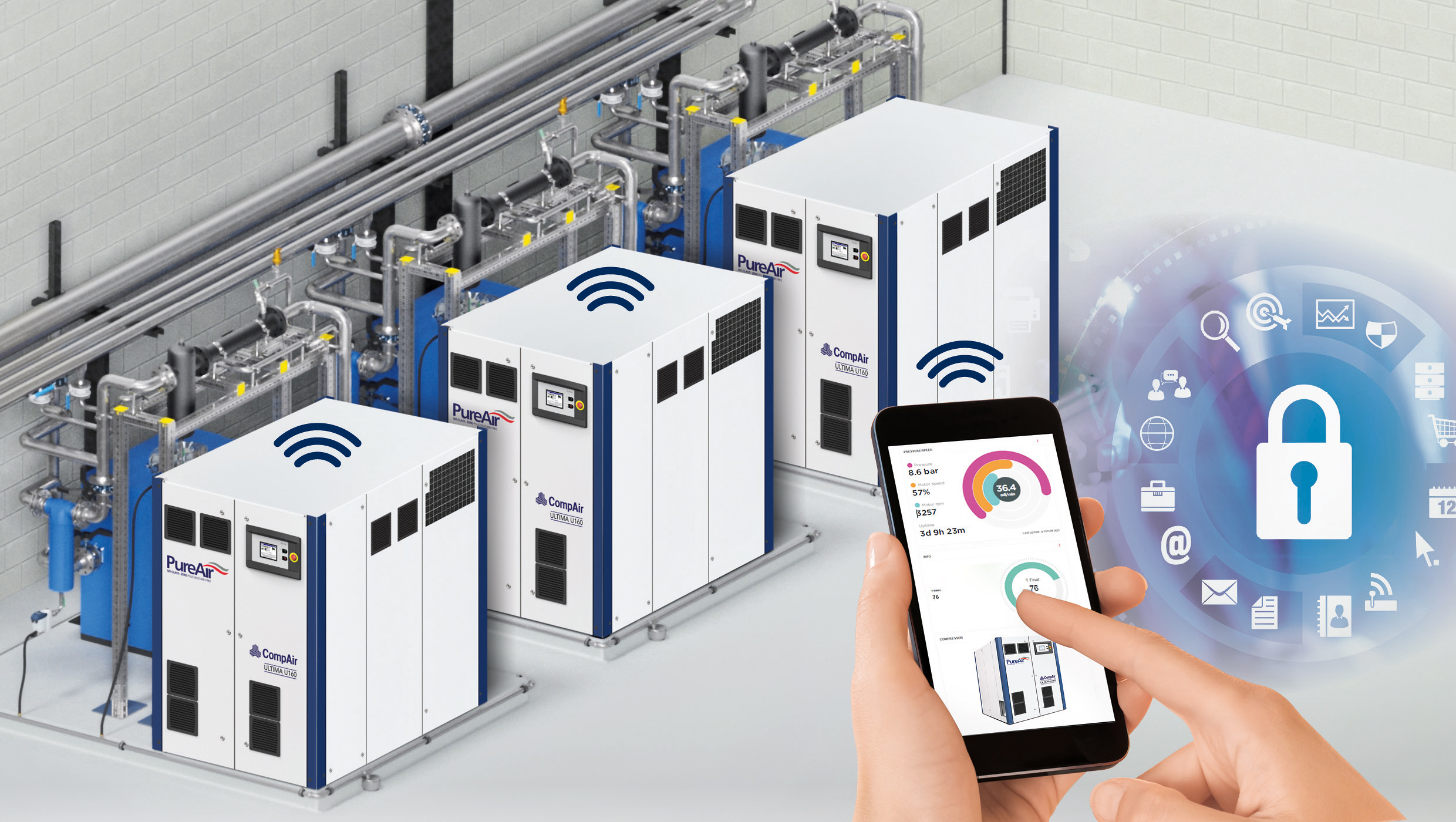 Predictive maintenance in a compressed air supply through a cloud-based status assessment