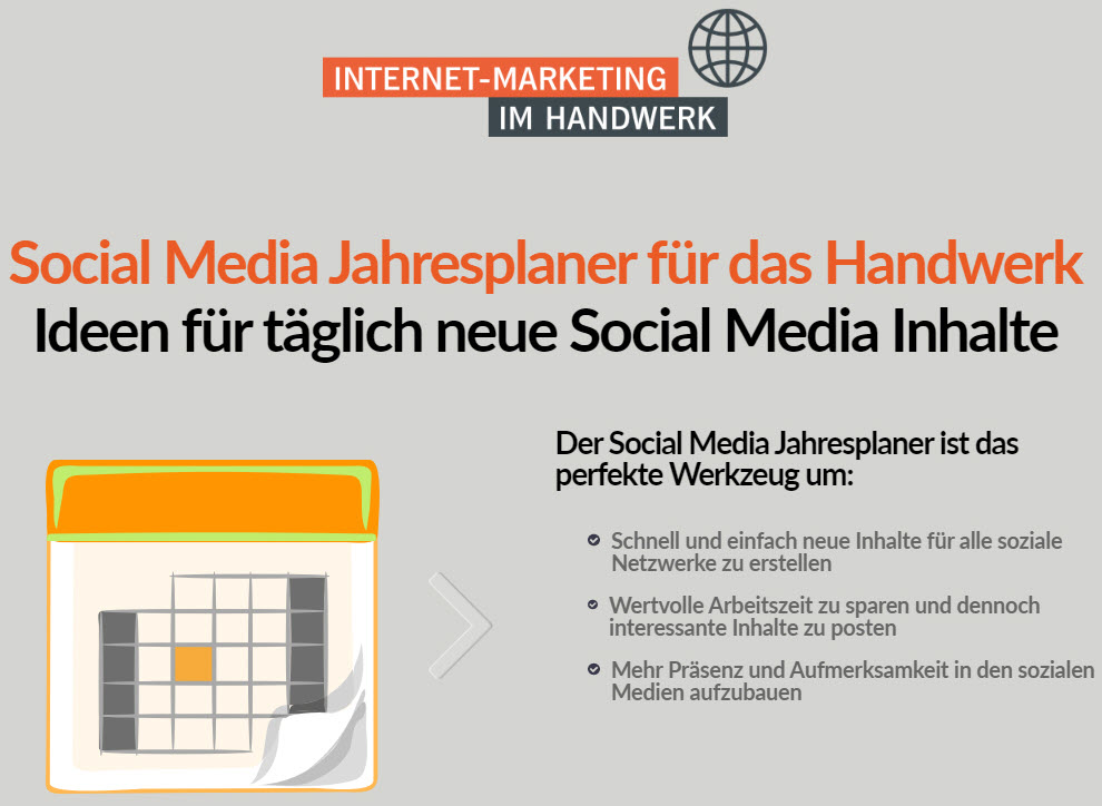 Social Media Jahresplaner für das Handwerk