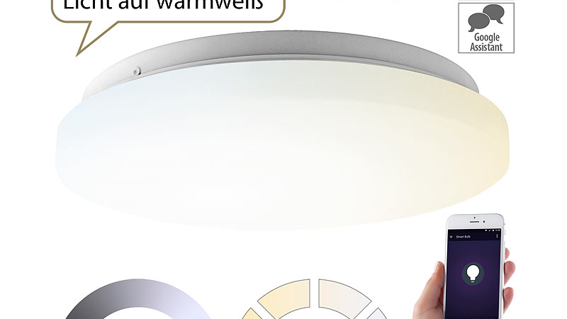 Luminea Home Control WLAN-LED-Deckenleuchte, 36 Watt