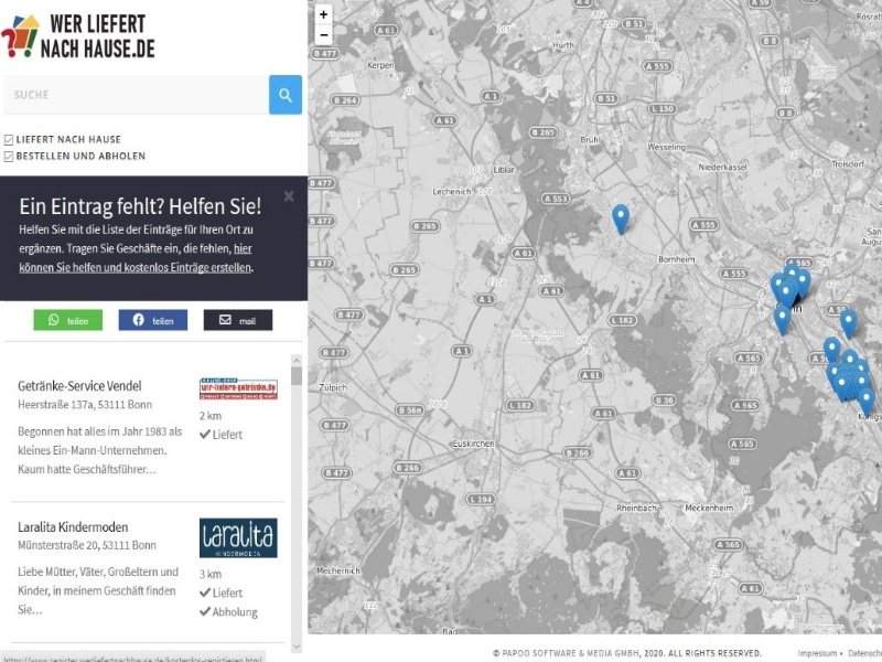 Bonner Internetagentur Papoomedia entwickelt kostenloses Portal werliefertnachhause.de