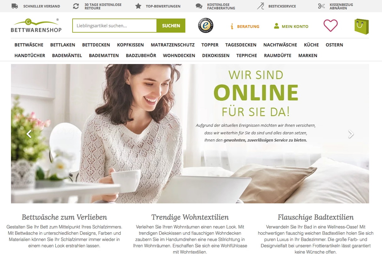 Kontaktfrei einkaufen- Im Sinne der Kunden im Bettwaren-Shop.de