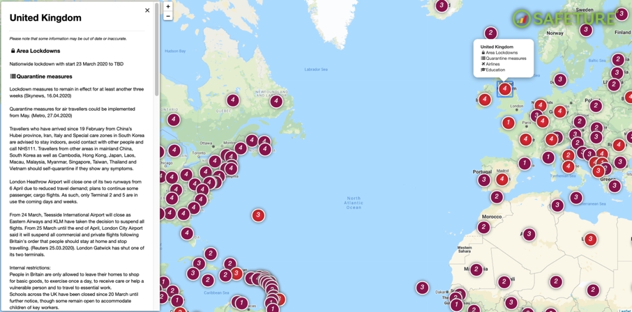 Interaktive Karte der Covid-19 Restriktionen weltweit