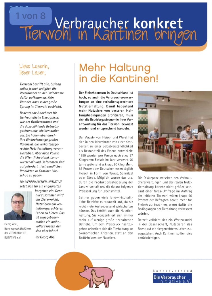 Tierwohl in die Kantinen bringen