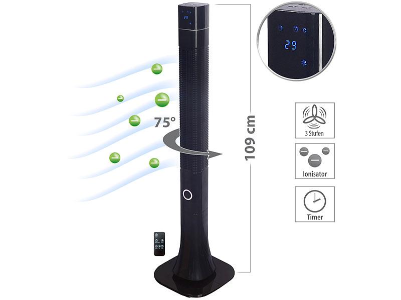 Sichler Haushaltsgeräte 3-stufiger Design-Turmventilator