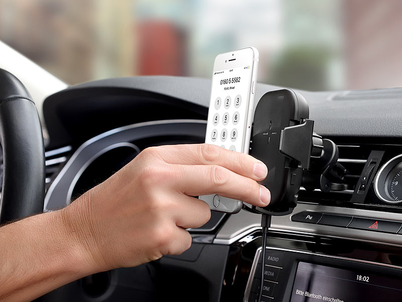 Callstel Qi-Smartphone-Ladehalter für Kfz-Lüftungsgitter