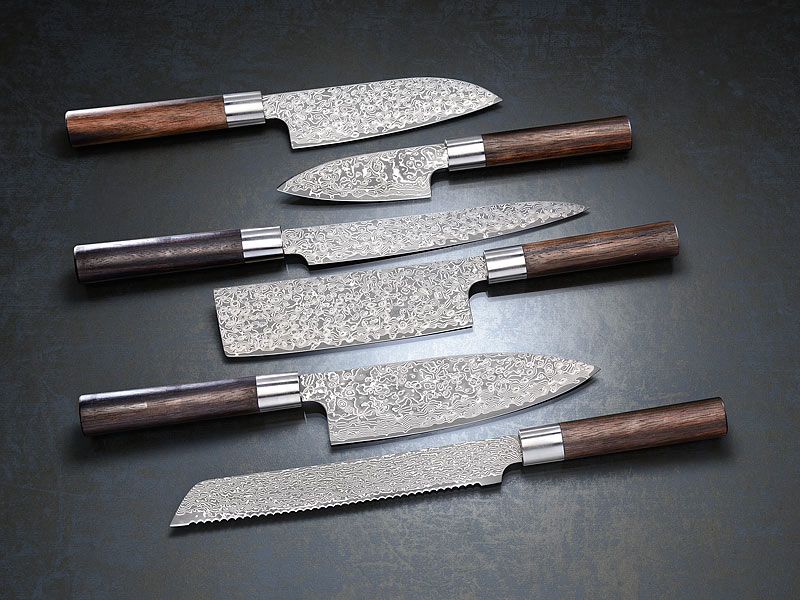 TokioKitchenWare Handgefertigtes Damast-Messer-Set