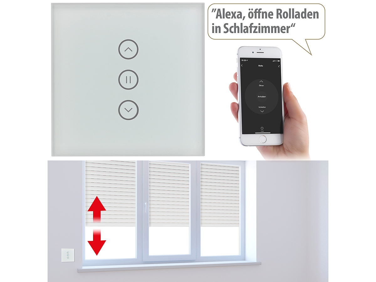 Luminea Home Control  Rollladen-Touch-Unterputz-Steuerung