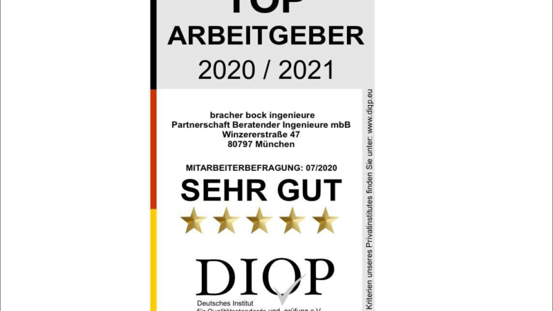 Top Arbeitgeber (DIQP) an Bracher Bock Ingenieure vergeben