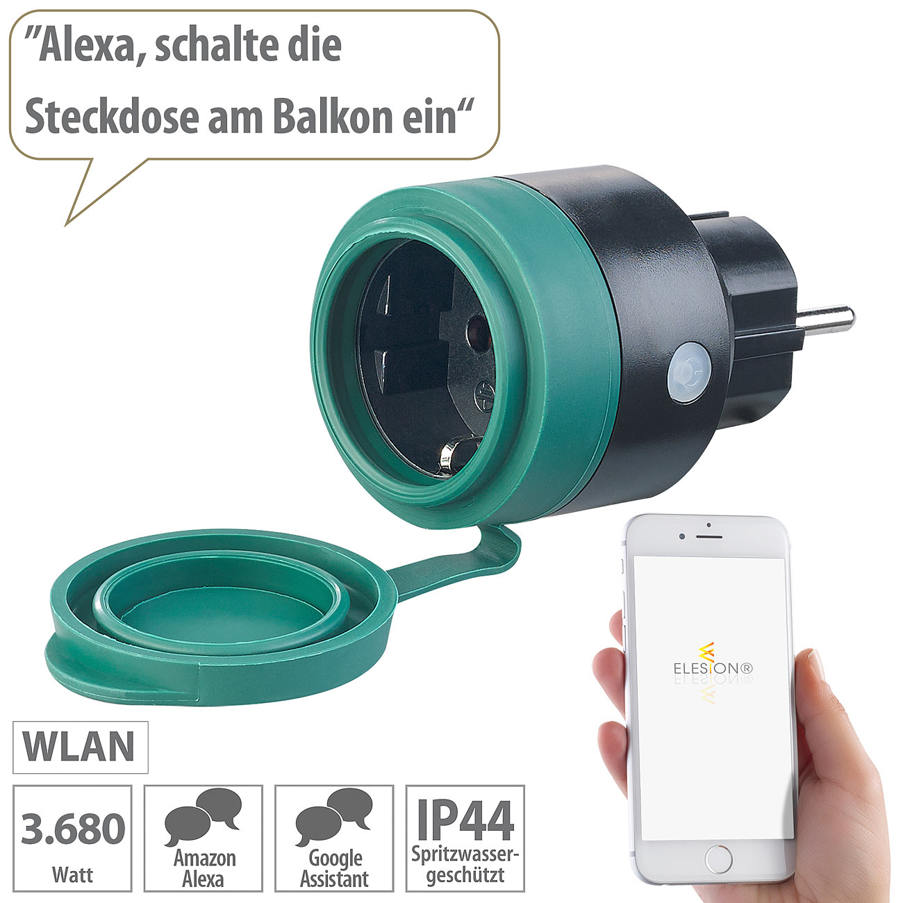 Luminea Home Control Outdoor-WLAN-Mini-Steckdose SF-475