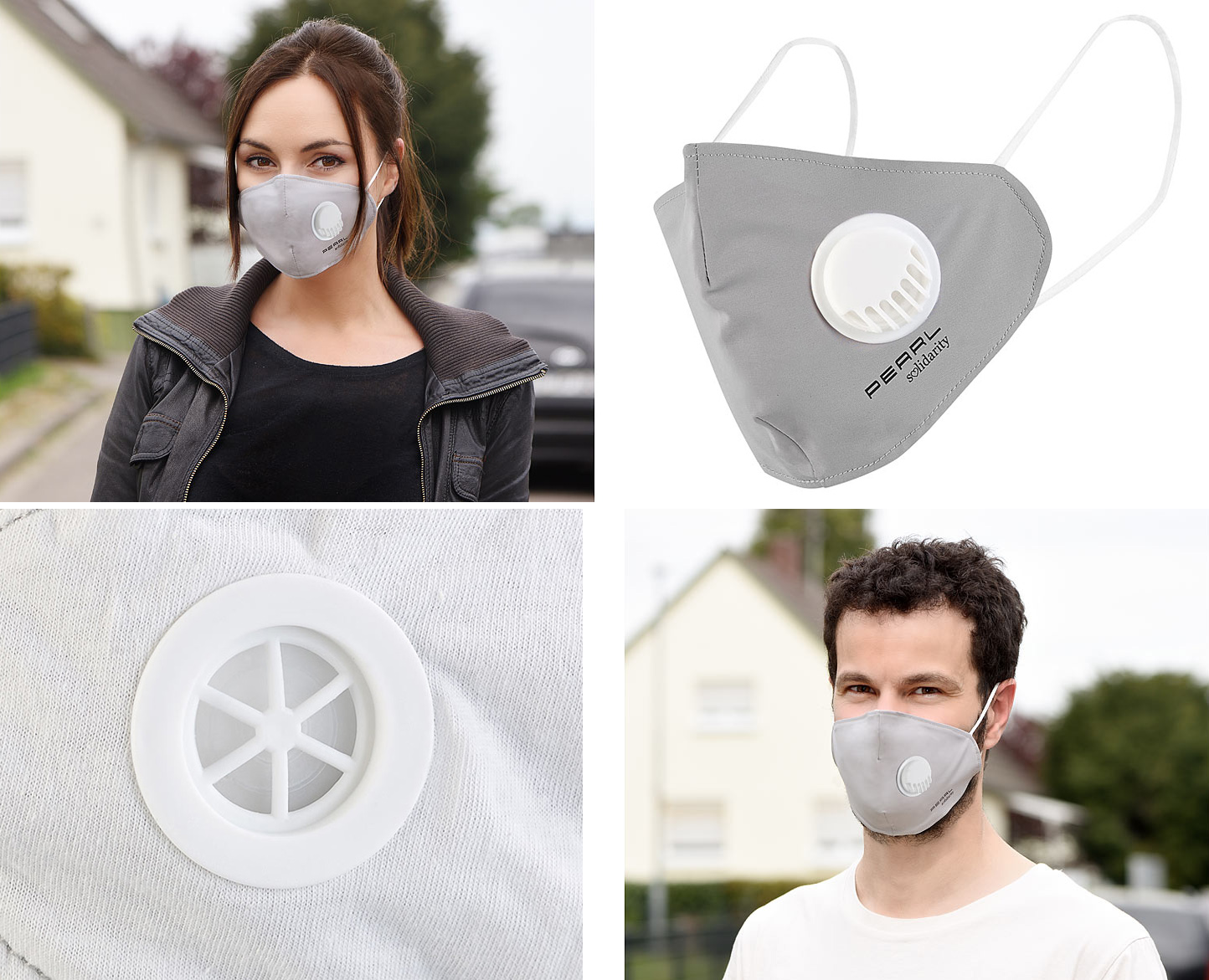 PEARL Mund-Nasen-Stoffmaske, Ventil, Nanofilter (98,9 %)
