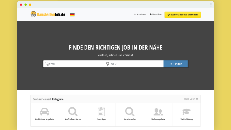 Neues Job Portal für die Baubranche online. Baustellenjob.de