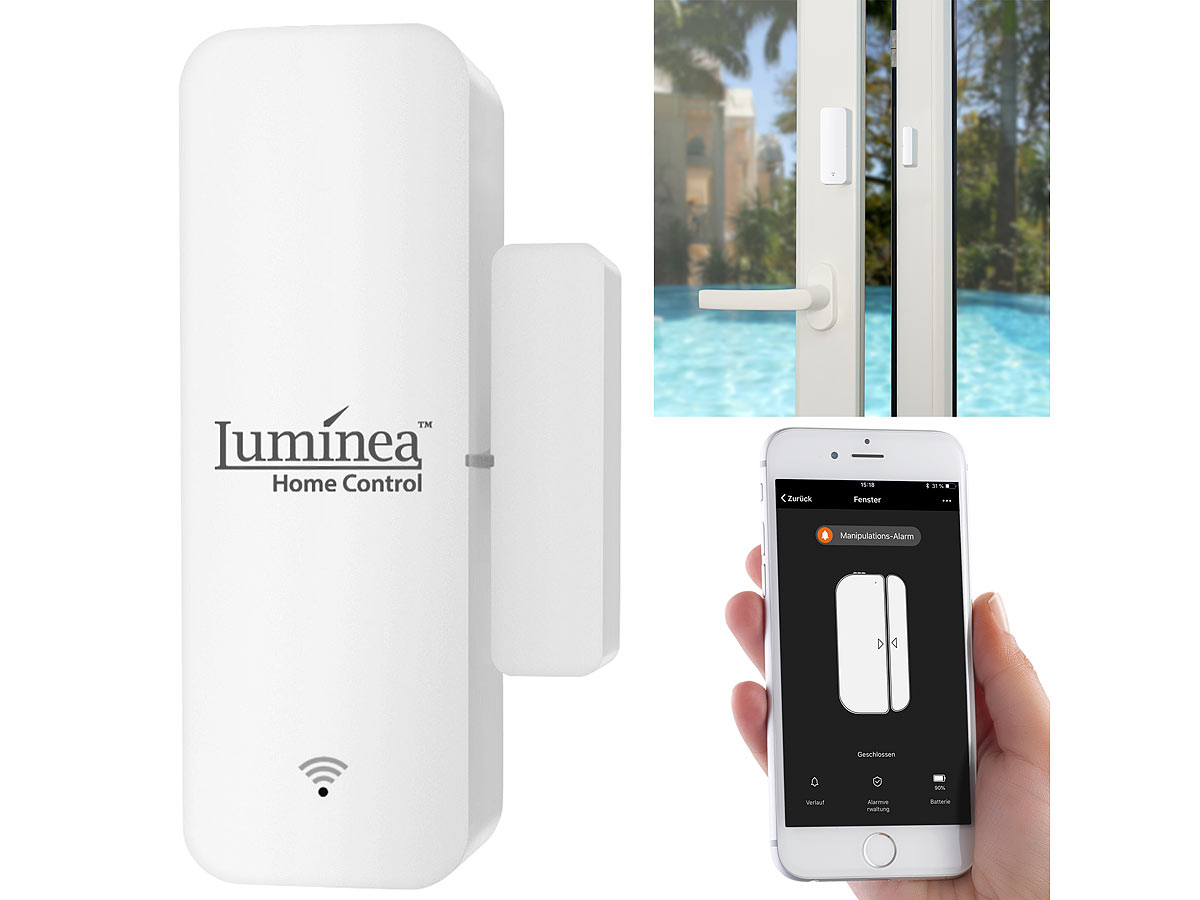 Luminea Home Control WLAN-Tür- & Fensteralarm