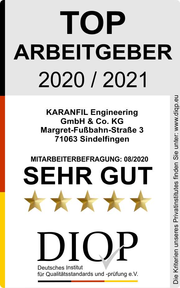 Top Arbeitgeber (DIQP) für die Karanfil Engineering GmbH & Co. KG