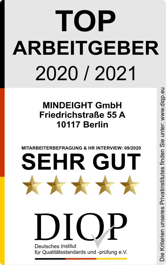 Top Arbeitgeber (DIQP) an MINDEIGHT GmbH aus Berlin vergeben