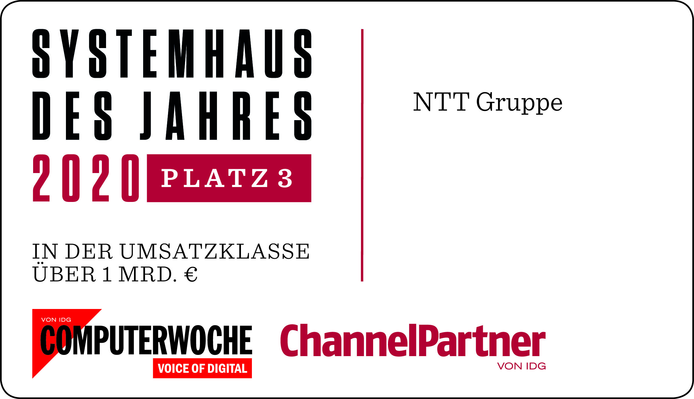 NTT Group auf Platz 3 im Gesamt-Ranking der besten Systemhäuser