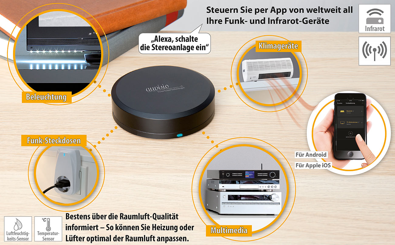 auvisio Lernfähige IR- & Funk-Fernbedienung URC-160.app