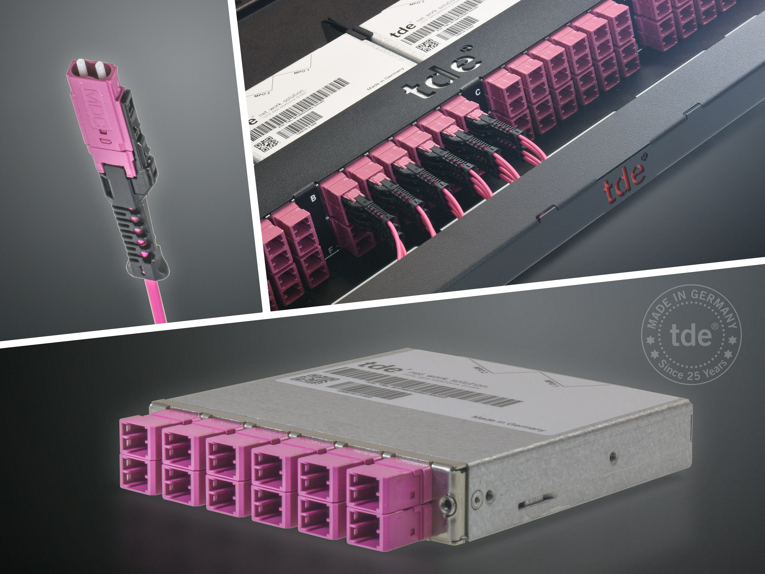 384 fibres on one height unit in the patch area: Innovative tML FO MDC module from tde scores with high-density