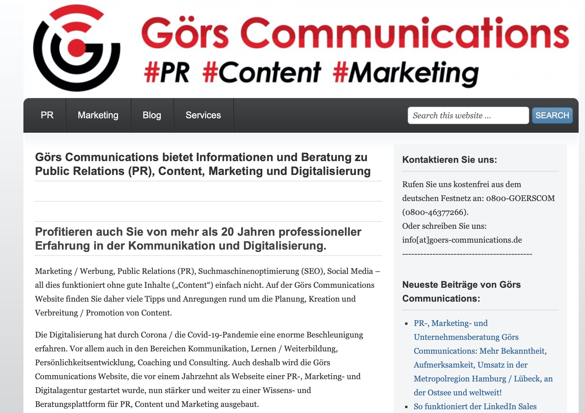 Görs Communications bietet Informationen und Beratung zu PR, Content, Marketing und Digitalisierung