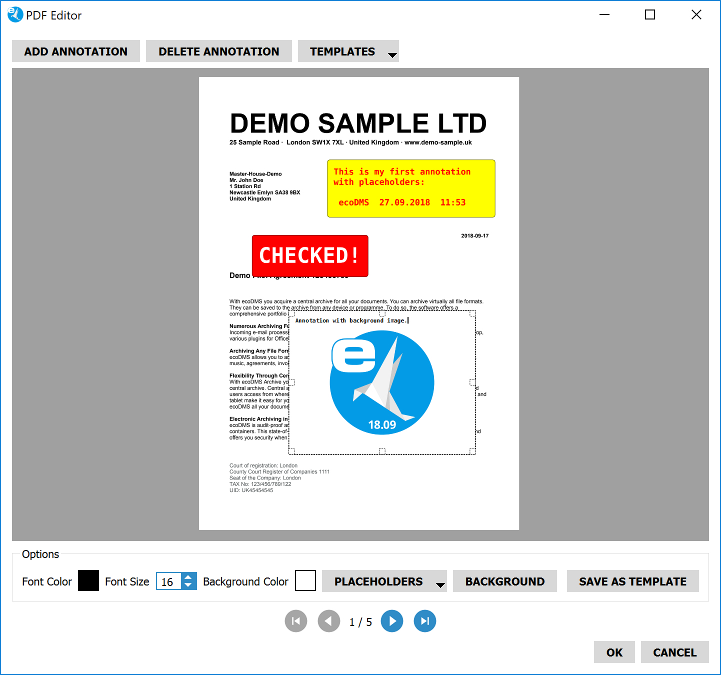 ecoDMS PDF Editor: Applying Custom Stamps and Comments to Archived PDFs