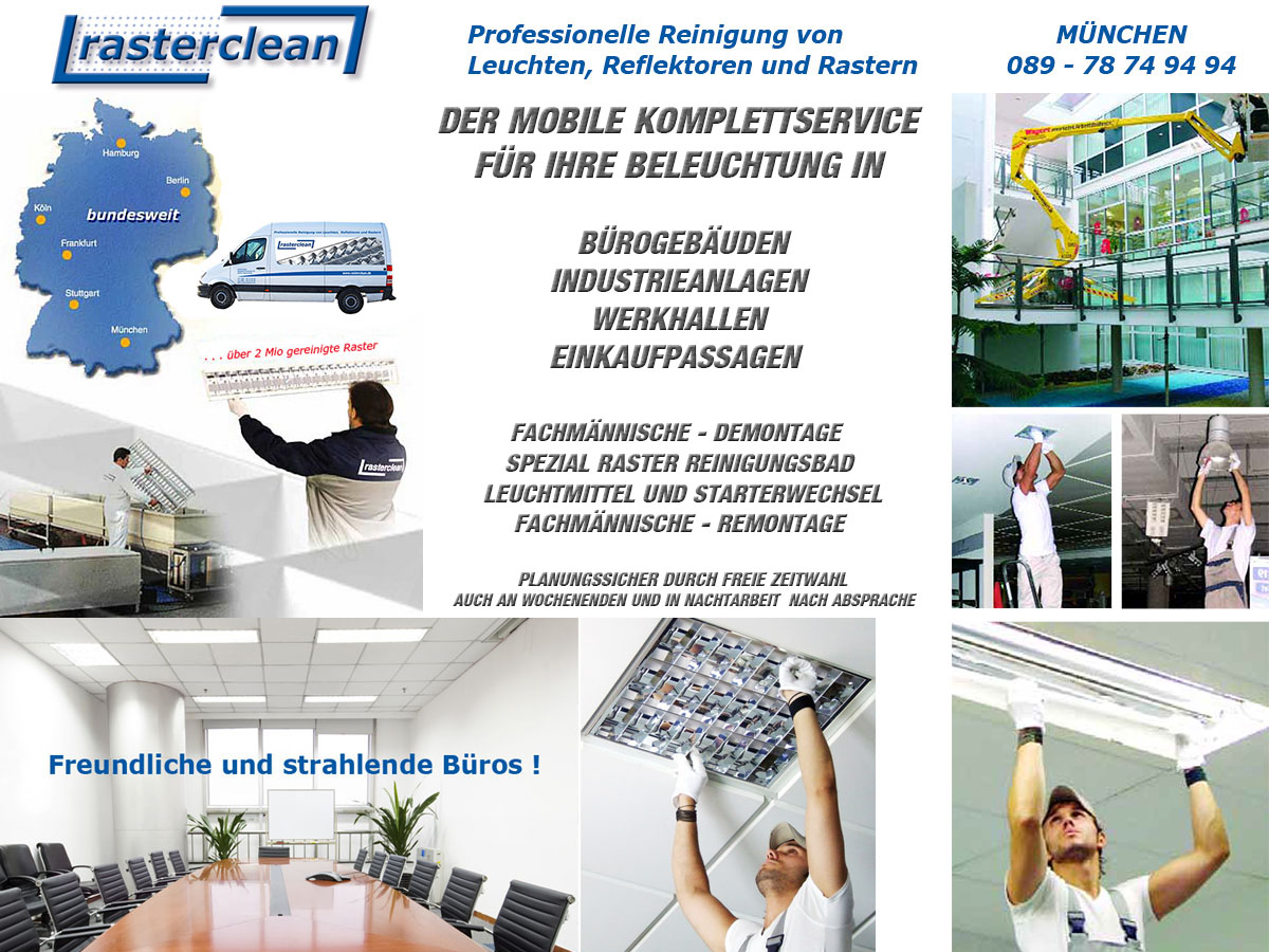 Rasterclean schafft bessere Hygiene und Raumluft mittels Reinigung von Büroleuchten