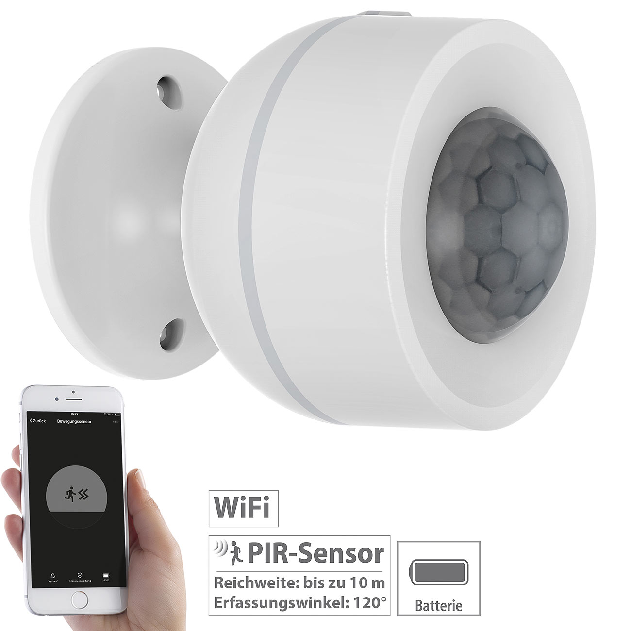 Luminea Home Control 3in1-WLAN-PIR-Bewegungsmelder