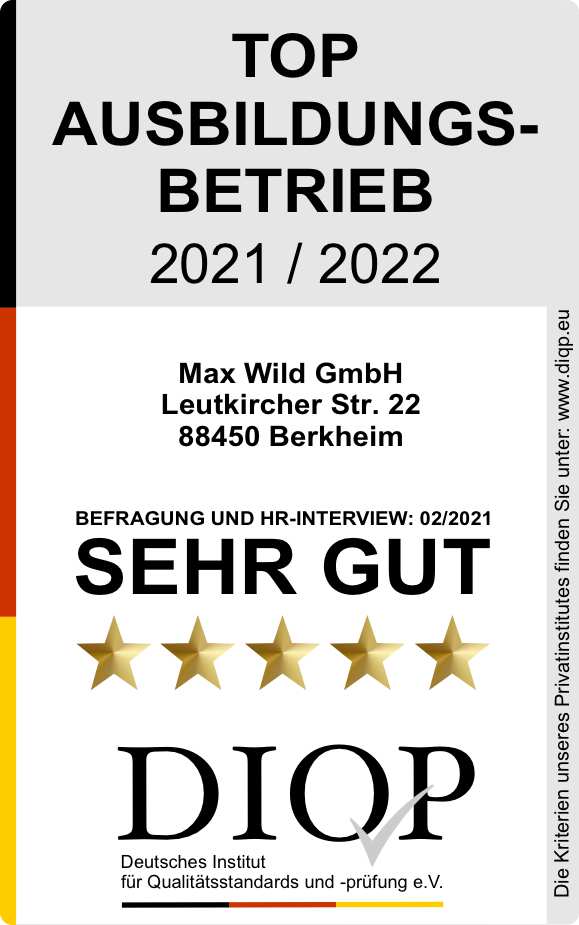 Max Wild ist Top Arbeitgeber und Top Ausbildungsbetrieb