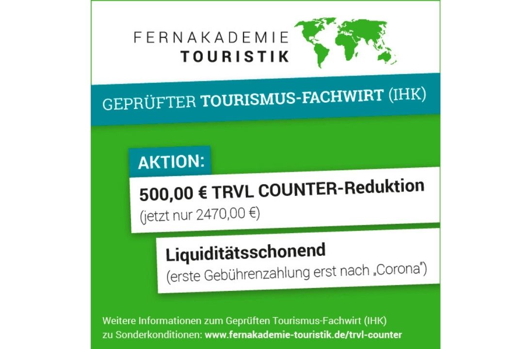 Fernstudium Tourismus-Fachwirt an der FernAkademie Touristik zu Sonderkonditionen!