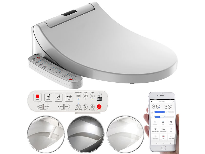 BadeStern Smarter Dusch-WC-Aufsatz, Föhn-Funktion & App