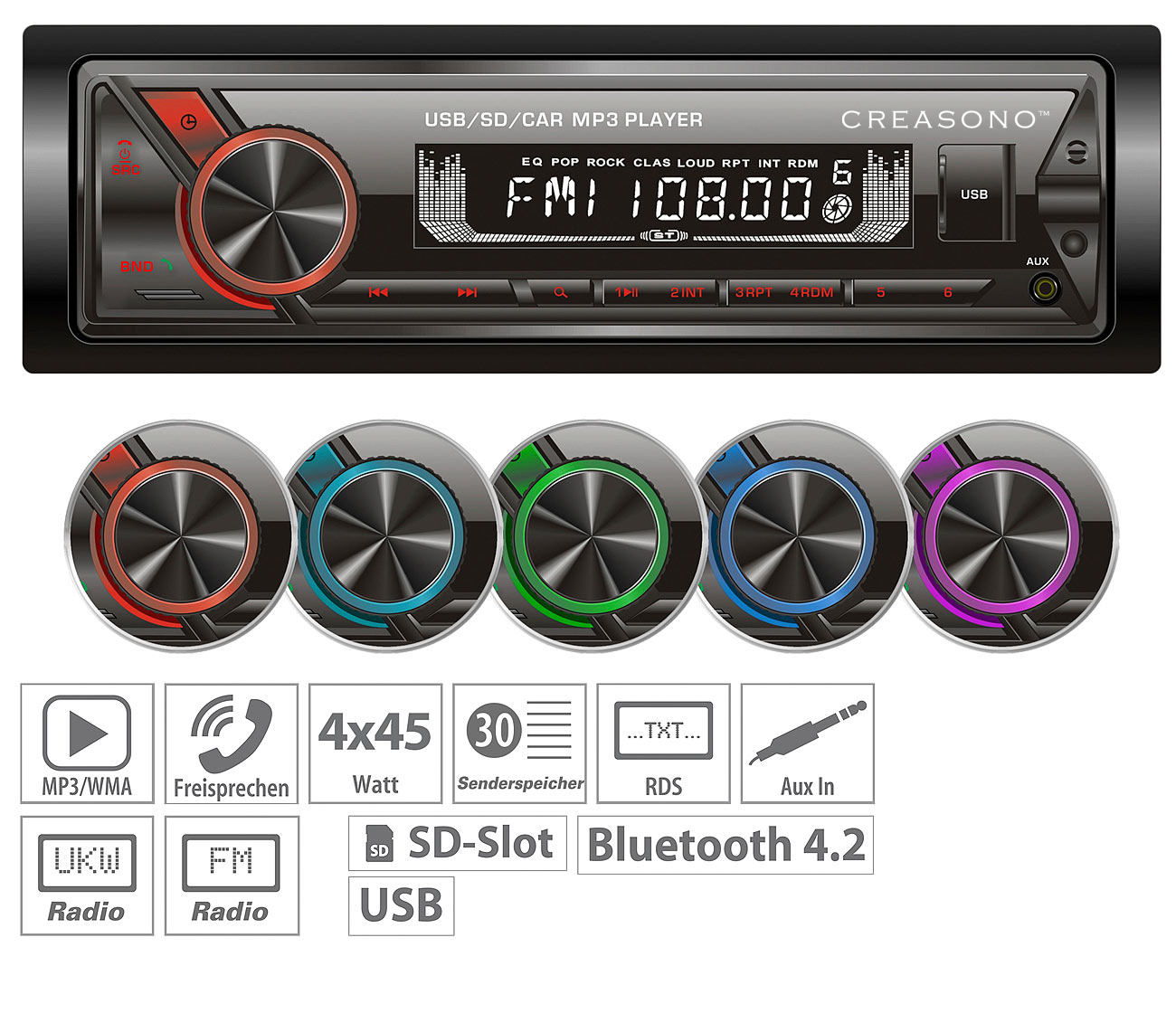 Creasono MP3-Autoradio CAS-1600.bt