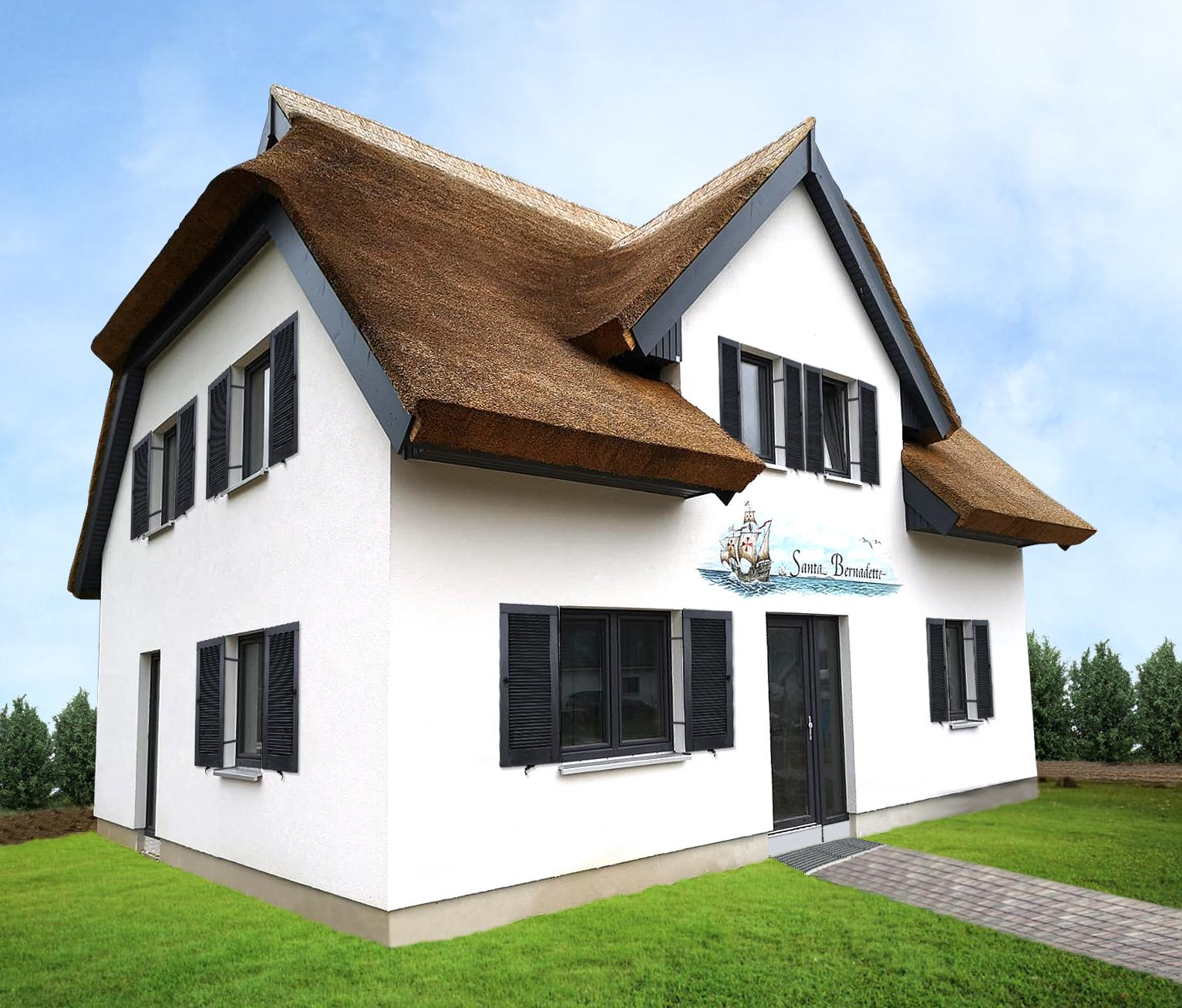 Ferienhäuser bis 8 Personen eingezäunt ca 100 m zur Ostsee; Reethäuser Strandvillen Ferienwohnungen mit herrl Meeresblick für 2022 buchen