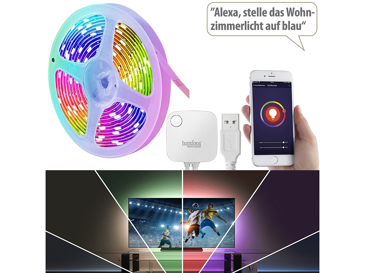 Luminea Home Control USB-RGB-LED-Streifen WRL-30