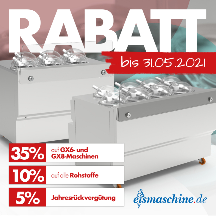 35% Rabatt auf alle GX6 oder GX8 Modelle bei eismaschine.de