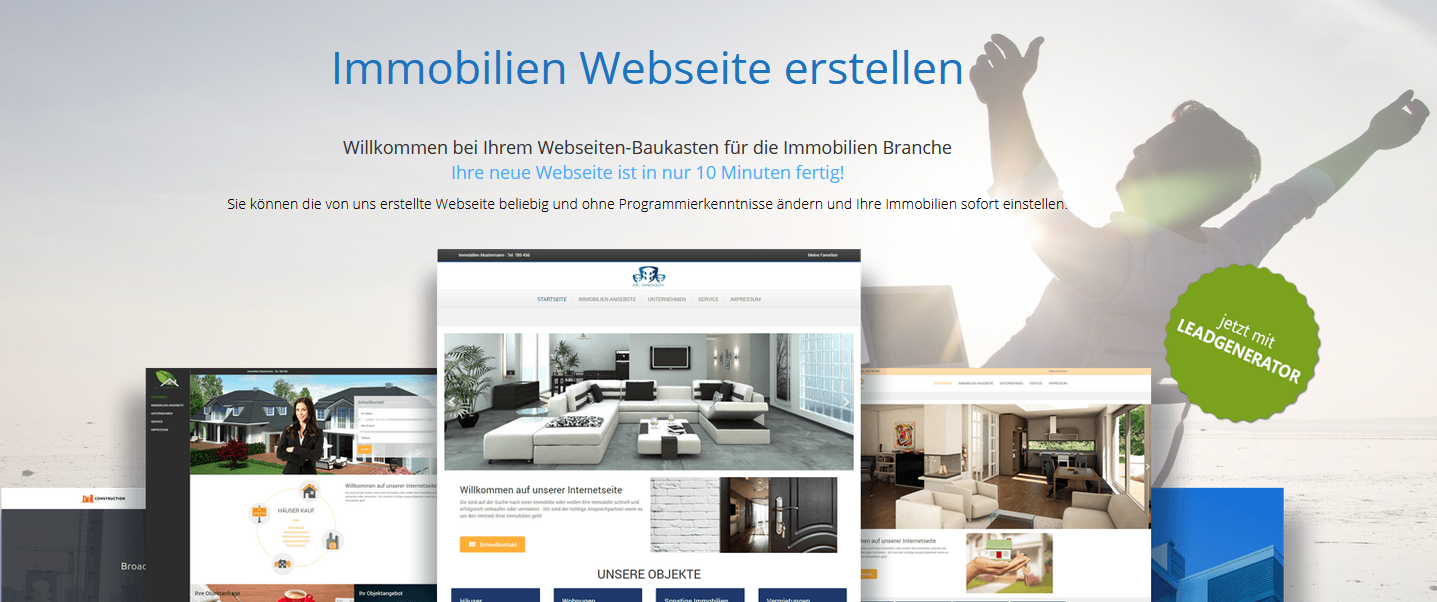 ImmobilienMakler-Webseite in 10 Minuten erstellen.