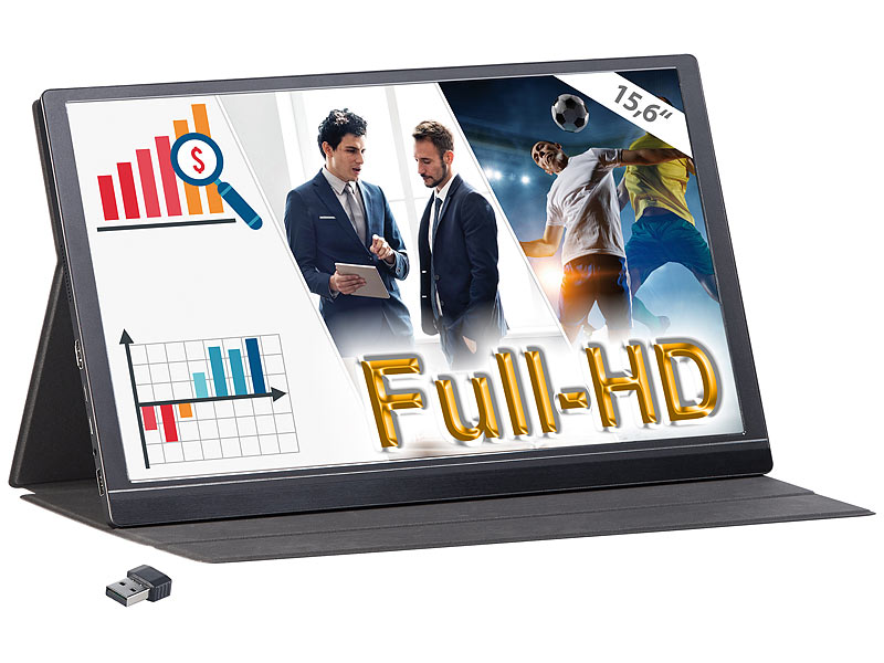 auvisio Mobiler Full-HD-IPS-Monitor EZM-210 (opt. mit WLAN-Stick)